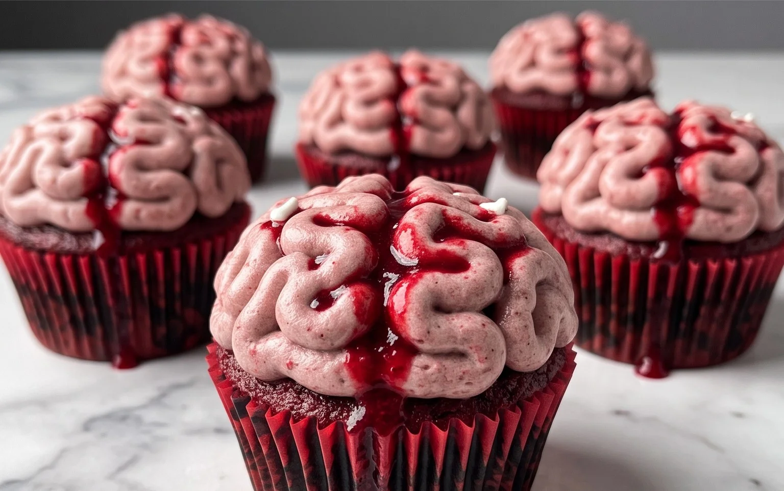 Cupcakes Cerveau Sanglant : Recette Halloween Facile