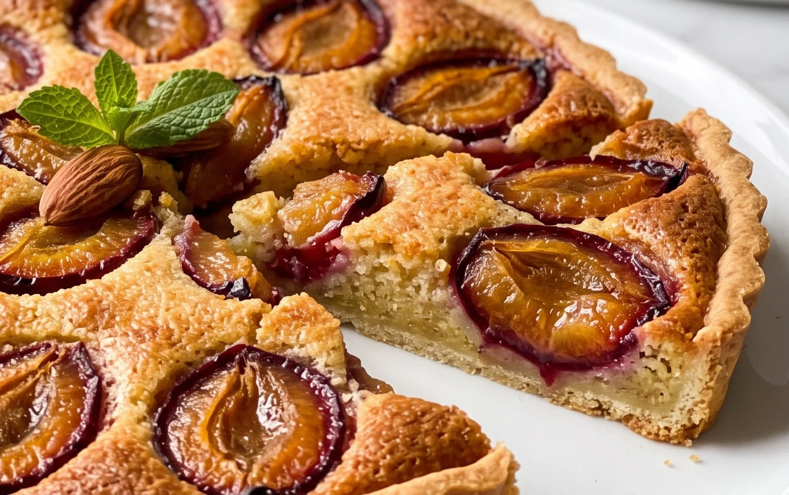 French Plum Frangipane Tart (Tarte aux Prunes)